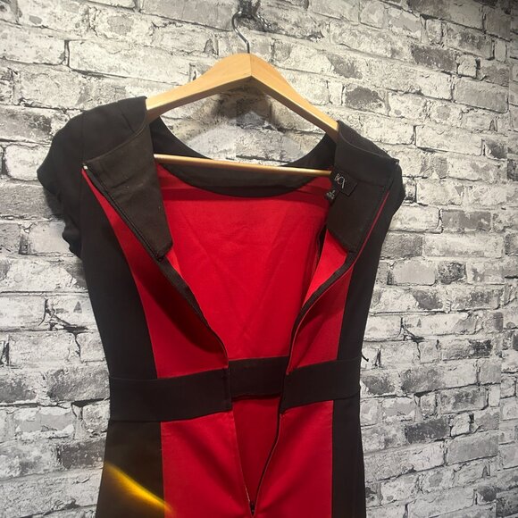 EUC BCX Black & Red Short Sleeve Midi Dress Size 0 - Picture 11 of 16